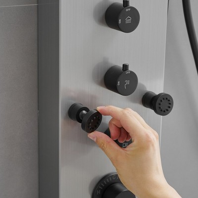 Black Nickel Multi-Function Rainfall Shower Panel System with Body Jets