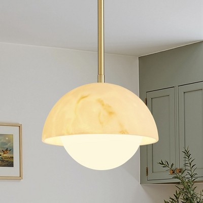 KAISITE Modern Woven Dome Pendant Light with Inner Globe