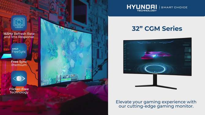Hyundai Curved Gamer LED Monitor 32" Full HD 1080P, 2 of 9, play video