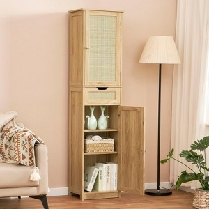 USIKEY Tall Bathroom Storage Cabinet, Bathroom Cabinet with 2 Doors & 1 Drawer, Storage Cabinet with Adjustable Shelves, for Bathroom, Living Room - 1 of 4