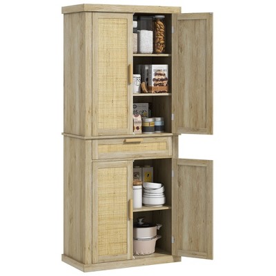 NicBex Storage Buffet Cabinet 72" Freestanding Kitchen Pantry Floor Sideboard Cabinet with 4 Soft-Close Doors, Drawer and Adjustable Shelves