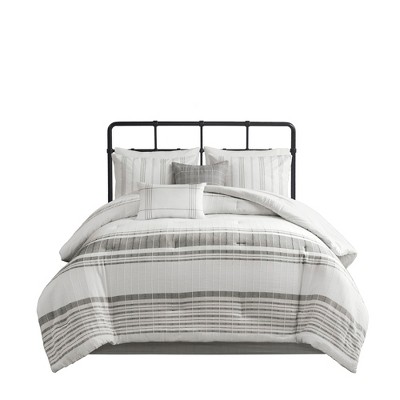 LIVN CO. 6-Piece Striped Oversized Cotton Jacquard Comforter Set