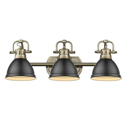 Matte Black and White Transitional 3-Light Vanity Fixture