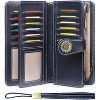 Hachikiko Leather RFID Blocking Wristlet Wallet - Large Capacity Credit Card Holder with 24 Card Slots & ID Windows - 2 of 4
