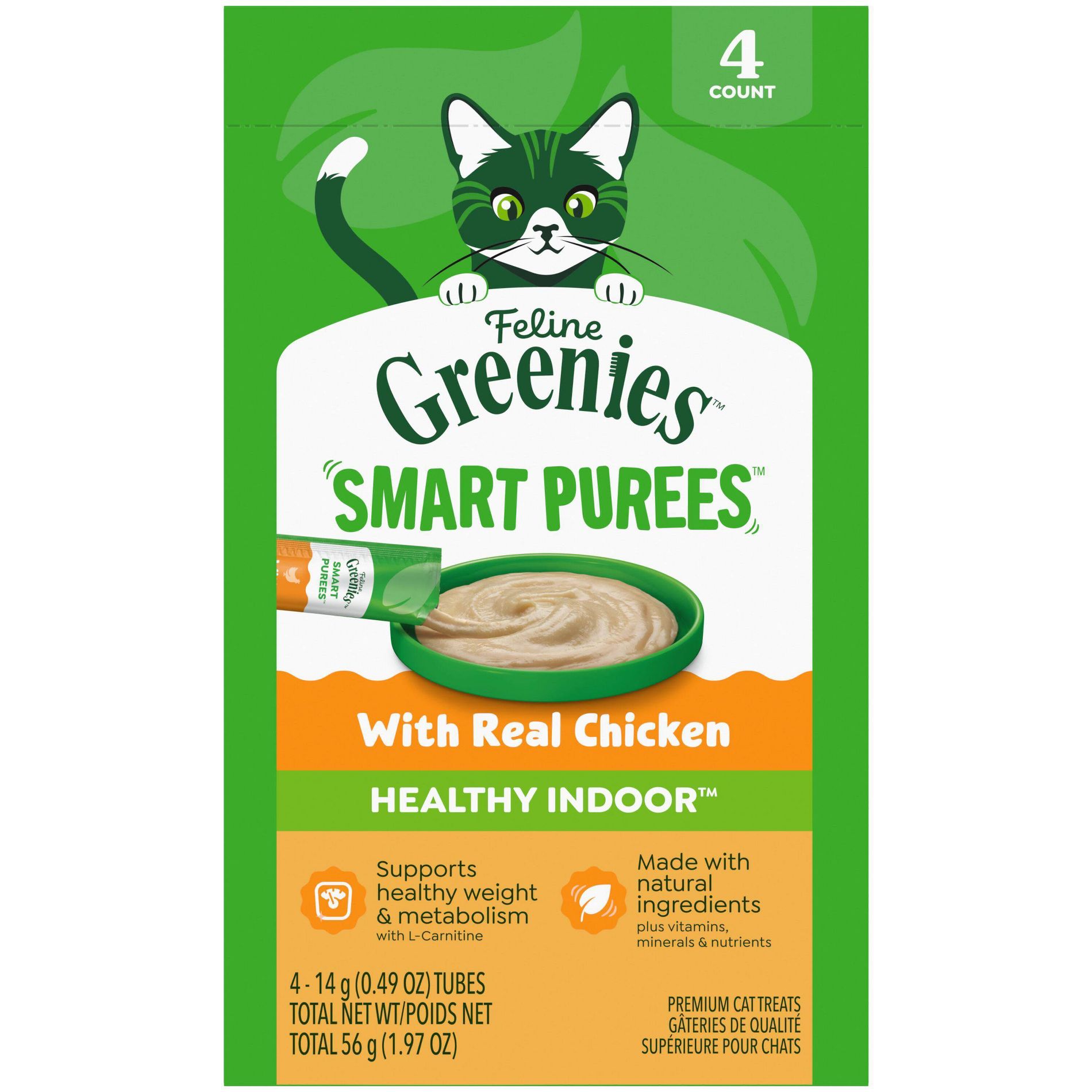 Greenies Chicken Flavor Puree Cat Treats - 1.97oz/4ct