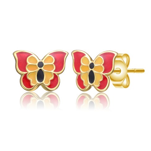 Guili 14k Gold Plated Colorful Rainbow Enamel Stud Earrings with Cute Friendly Cloud Design, Playful and Vibrant Jewelry for a Fun, Cheerful Look - image 1 of 3