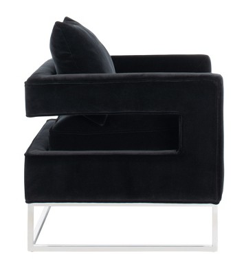 Olivya Black Velvet and Wood Contemporary Accent Chair