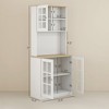 NicBex 72 Inch Kitchen Pantry Storage Cabinet with Hutch,3 Glass Doors and Adjustable Shelves for Dining Room,Bathroom,Kitchen - 3 of 4