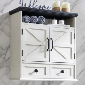 Bathroom Wall Cabinet, Farmhouse Medicine Cabinet with Drawer, 24" Wide Bathroom Cabinet with Adjustable Shelf & Double Barn Doors - 1 of 4