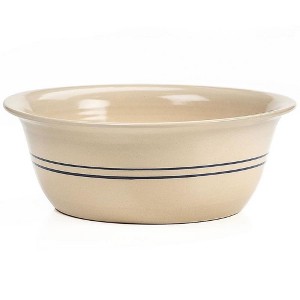 Martinez Pottery Heritage Hand Turned Blue Stripe Natural Stoneware Wash Basin Decorative Bowl - 1 of 4