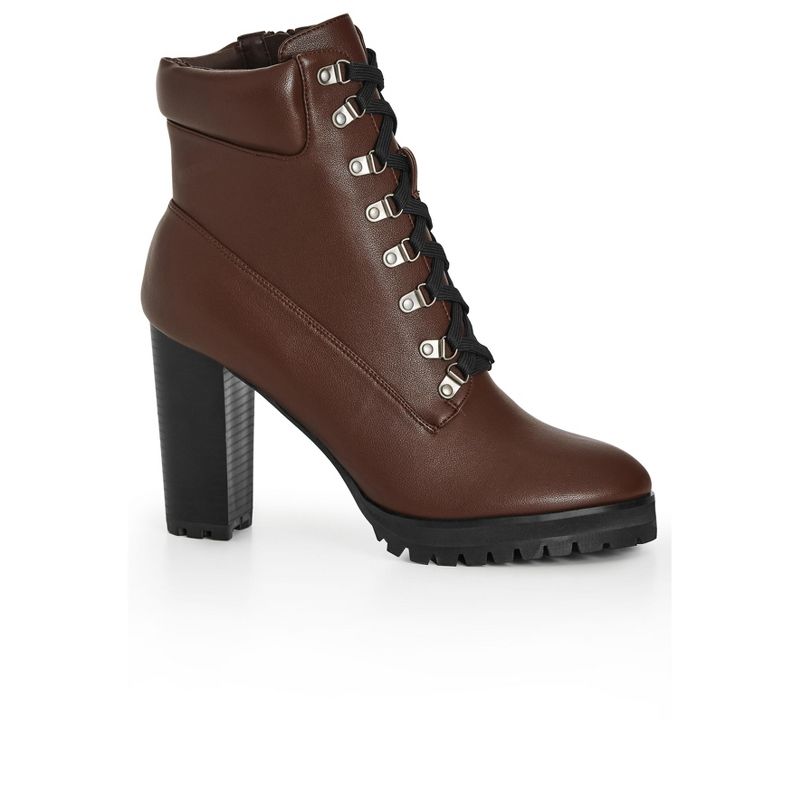 Women's Wide Fit Watson Ankle Boot - Chocolate Brown | CITY CHIC, 1 of 8