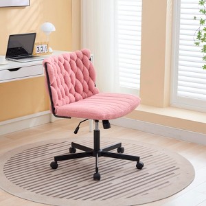 Rolling Desk Chair, Gray Fabric Criss Cross Chair, Swivel Home Office Chair with Wheels, Wide Seat Computer Task Chair, Height Adjustable Vanity Chair - 1 of 4