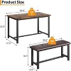 Small Kitchen Table Set with 2 Upholstered Bench, 3 Piece Farmhouse Rectangular Dining Room Table Set, Space Saving Dining Table for Apartment - 2 of 4