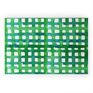 Angela Minca Watercolor green grid Welcome Mat - Deny Designs - 1 of 3