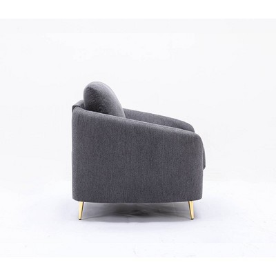 Yuina 60'' Gray Linen Loveseat with Sloped Arms