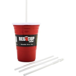 Red Cup Living Reusable Glass Tumbler Cups with Lid & Straw | 24 Oz - 1 of 4