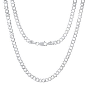 Steeltime unisex sterling silver diamond cut curb link chain necklace. Color Options: Silver, Gold, Two-Tone - 1 of 3