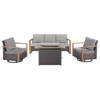 4 Pieces Patio Furniture Set with 41" Propane Fire Pit Table, Deep Seating Wicker Sofa Couch with Swivel Glider Chairs Set Patio Conversation Set - 2 of 4