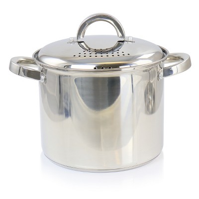 Stainless Steel 5-Quart Pasta Pot with Strainer Lid and Steamer Basket