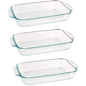 Pyrex Basics 2 Quart Oblong Glass Baking Dish, Clear 7 x 11 inch (Set of 3)
