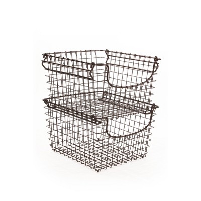 Spectrum Diversified Scoop Medium Stacking Basket Silver: Portable Metal Utility Storage for Garage & Universal Organization