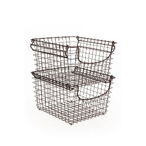 Spectrum Diversified Scoop Medium Stacking Basket Silver: Portable Metal Utility Storage for Garage & Universal Organization - 1 of 4