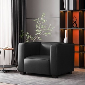 Christopher Knight Home Goyette Faux Leather Club Chair Midnight Black/Dark Walnut - 1 of 4