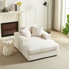43.3"Corduroy Single Sofa With Back Pillow,Chaise Sofa,2 Toss Pillows And A Ottoman,Comfy Sofa Deep Seat Couch For Living Room-Cuddlewood - 3 of 4