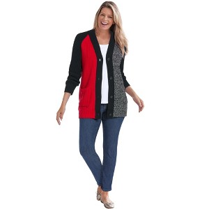 Woman Within Button-Front Shaker Cardigan - 1 of 4