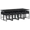 vidaXL Patio Dining Set with Cushions Table and Chairs Outdoor Poly Rattan - Black and Cream Glass 8-Piece - 4 of 4