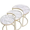 Acme Furniture 24" Anpay Accent Table Set Faux Marble/Gold: Elegant Nesting Side Tables, No Tools Required - 2 of 4