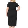 Agnes Orinda Women's Plus Size Crew Neck Side Split Tie Knot Front Short Sleeve Casual Midi Bodycon Dresses - 4 of 4
