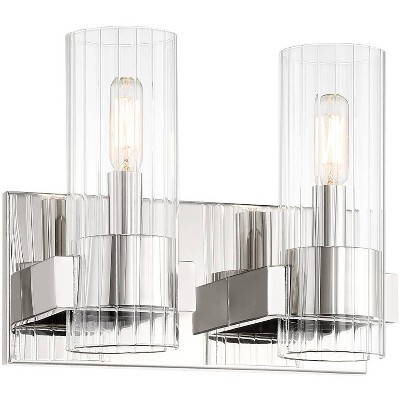 Minka Lavery Modern Wall Light Chrome Hardwired 11 1/2" 2-Light Fixture Clear Glass Shade for Bathroom Vanity Living Room Hallway