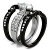 Slickblue Women’s Two-Tone Black & Silver Marquise CZ Ring Set – Wedding Style, Stainless Steel, Sizes 5-11 - 4 of 4