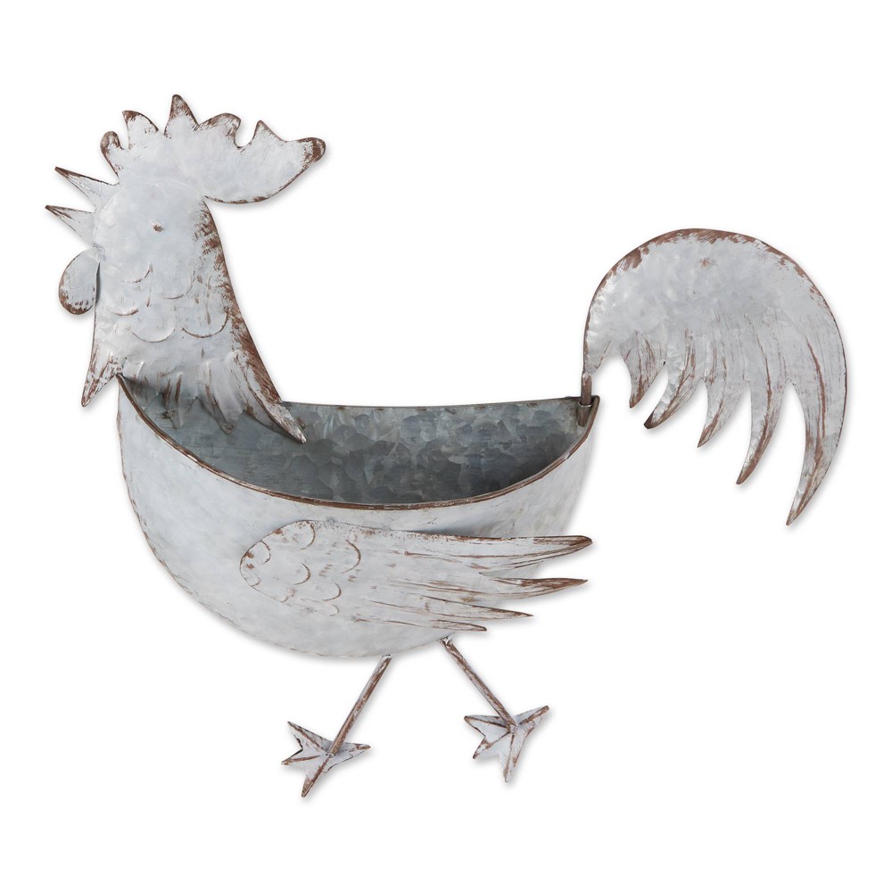 Photos - Flower Pot Zingz & Thingz 4" Rooster Galvanized Iron Wall Planter Pot: Indoor/Outdoor