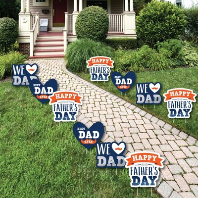 Big Dot of Happiness Happy Father's Day - Lawn Decorations - Outdoor We Love Dad Party Yard Decorations - 10 Piece