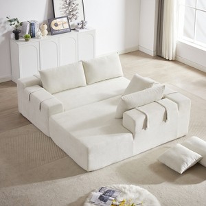 KWPZQEB 108" Modern Boneless Couch, L-Shaped Chenille Upholstered Sectional Sofa Couch With Pillows & Deep Seat for Living Room, No Assembly Required - 1 of 4