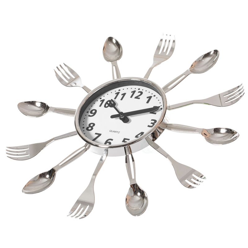 Clockswise Decorative 3D Cutlery Utensil Spoon and Fork Wall Clock for Kitchen, Playroom or Bedroom, 3 of 8