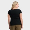 Women's Cap Sleeve Boat Neck Ribbed T-Shirt - A New Day™ Brown - 2 of 3