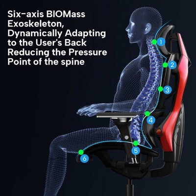 Eureka Red and Black Ergonomic Gaming Chair with Adjustable Arms