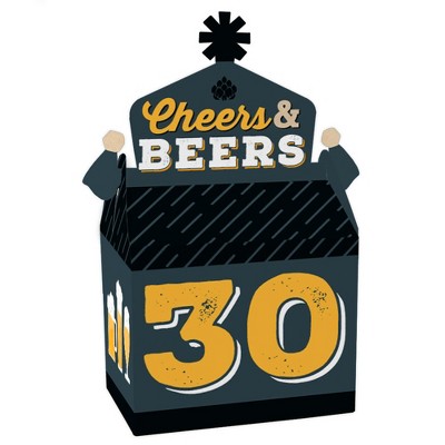 Big Dot of Happiness Cheers and Beers to 30 Years - Treat Box Party Favors - 30th Birthday Party Goodie Gable Boxes - Set of 12