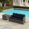 WestinTrends 2-Piece PE Rattan Wicker Outdoor Sofa with Cushions Side Table Set - 2 of 4