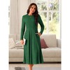 INSPIRE CHIC Women's Long Sleeve Round Neck Casual Stretchy A-Line Midi Dress - 4 of 4
