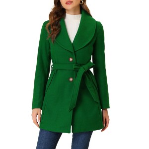 INSPIRE CHIC Women's Casual Shawl Collar Single Breasted Belted Overcoat - 1 of 4