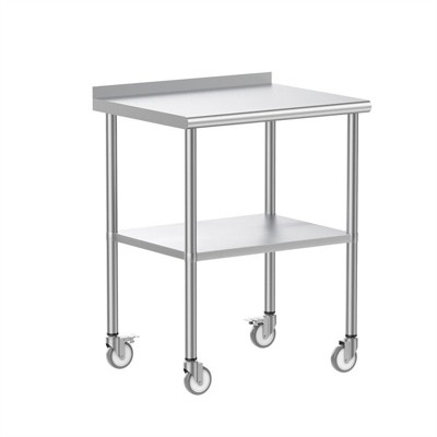 Winado 72 in. Stainless Steel Table With Undershelf, Backsplash and Wheels