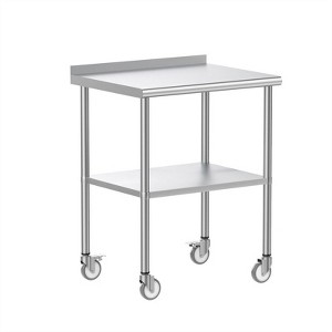 Winado 72 in. Stainless Steel Table With Undershelf, Backsplash and Wheels - 1 of 4