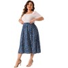 Agnes Orinda Women's Plus Size Pleated Elastic Waist Casual Swing Floral A Line Skirts with Pockets - 3 of 4