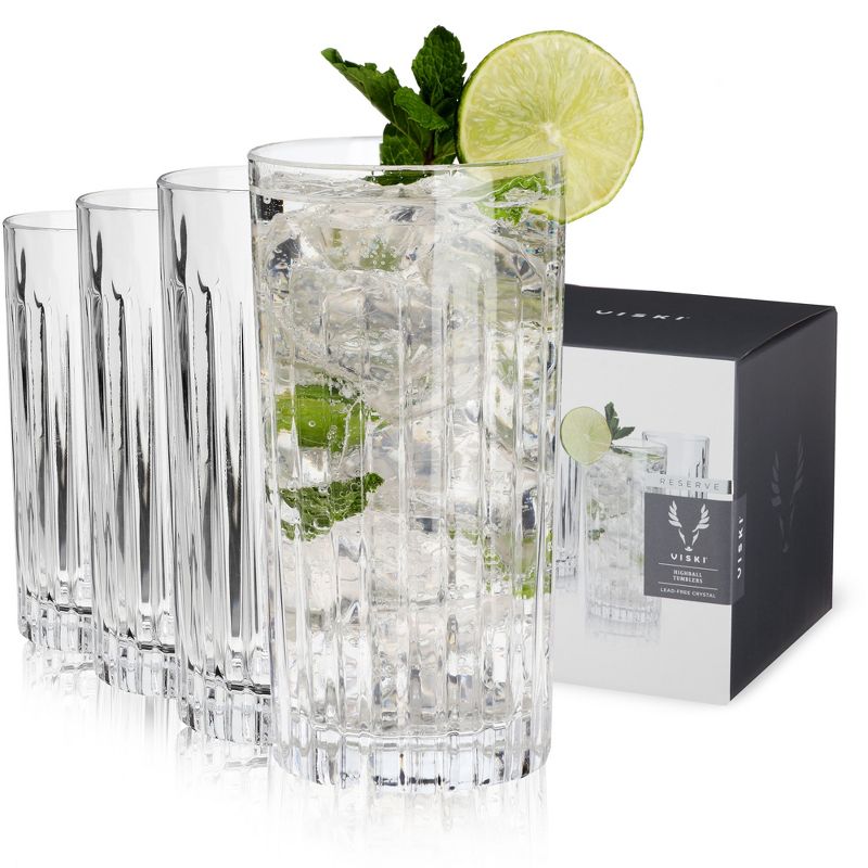 Viski Crystal Highball Glasses - Collins Glasses Set of 4 - 14oz Cocktail Glass for Wedding or Anniversary and Special Occasions Gift Ideas, Clear, 1 of 14