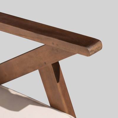 Louise Dark Brown Acacia Wood Rocking Chair with Cream Cushions