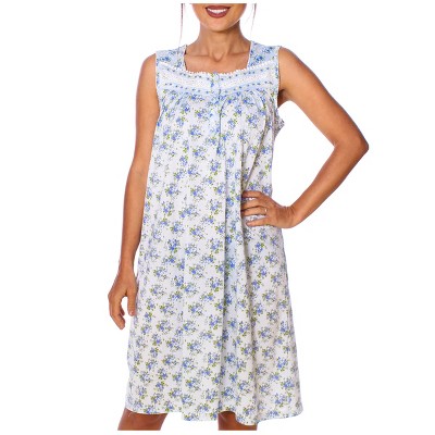 YafeMarte Women’s Sleeveless Cotton Blend Nightgown with Lace Trim and Floral Design